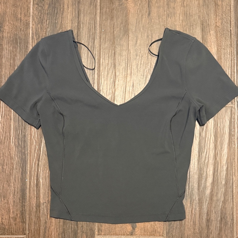 lululemon athletica Short Sleeve V-Neck Crop Top - Gray